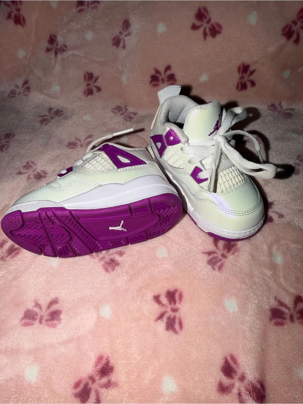 Jordan Baby Sneakers in White with Purple Accents